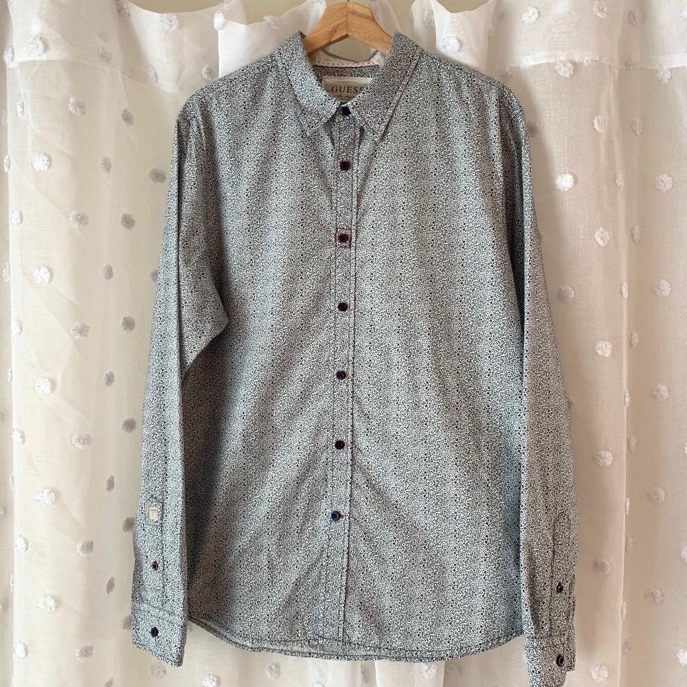 Men’s Guess Floral Button Down Collar Long Sleeve Shirt